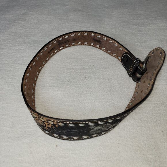 Vtg Tex Tan Belt Womens Sz 20 Barbie Buckle Genuine Cowhide 022101 Made In USA - Picture 5 of 16